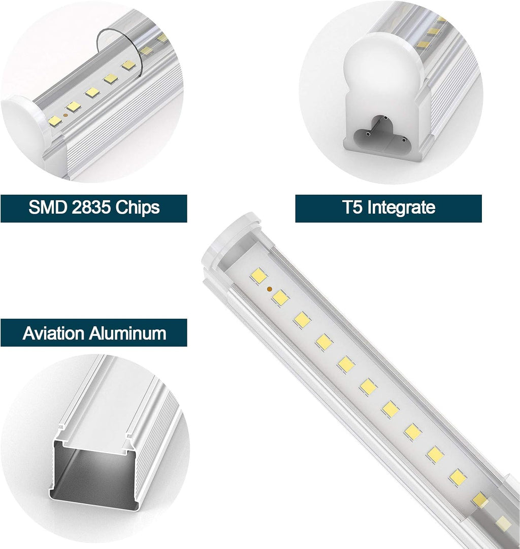 Pack of 6 Link-able 4ft Led Shop Light, 6500k 3100lm 24w, Clear Cover X465164