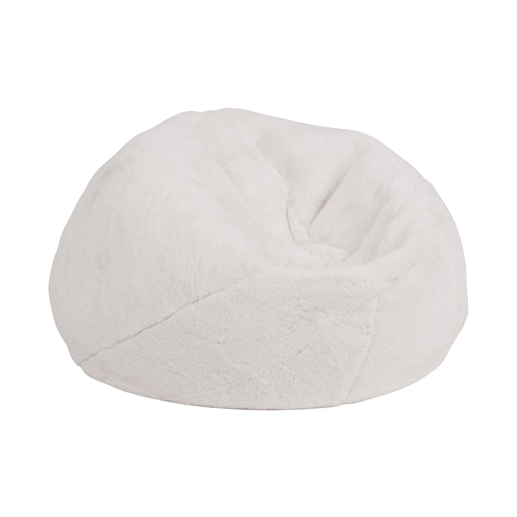 Small White Furry Kids Bean Bag Chair J718