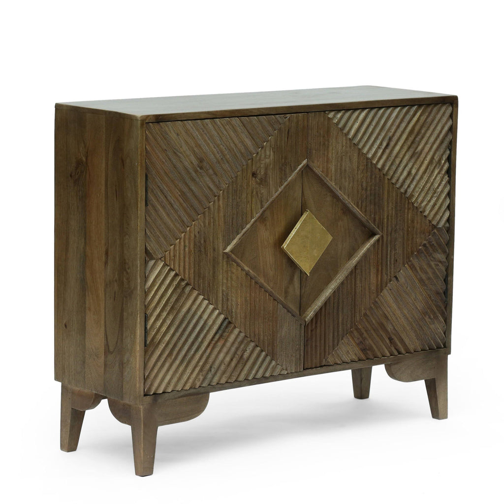 Light Gray 2 Door Mango Wood Cabinet Q76383