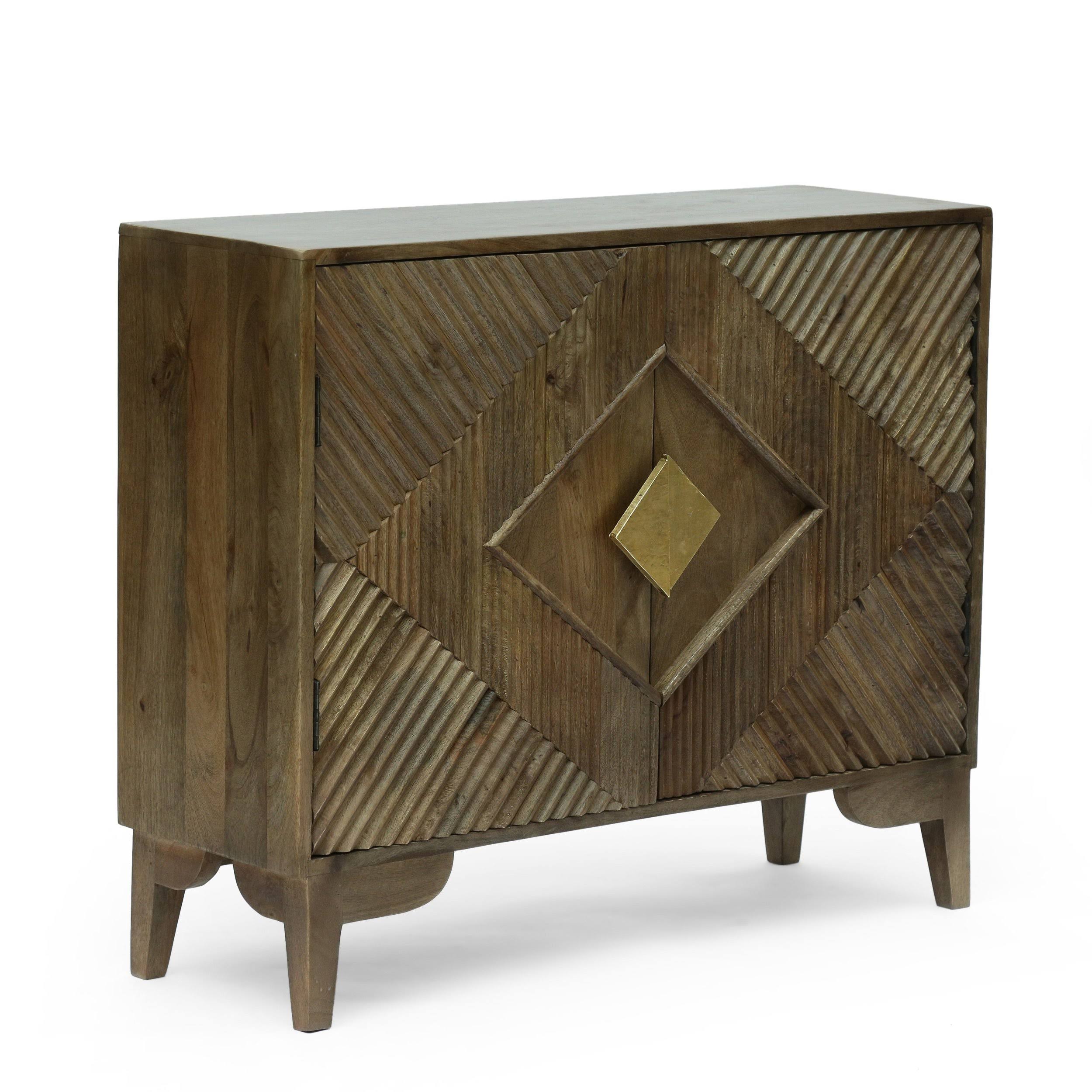 Light Gray 2 Door Mango Wood Cabinet Q76383