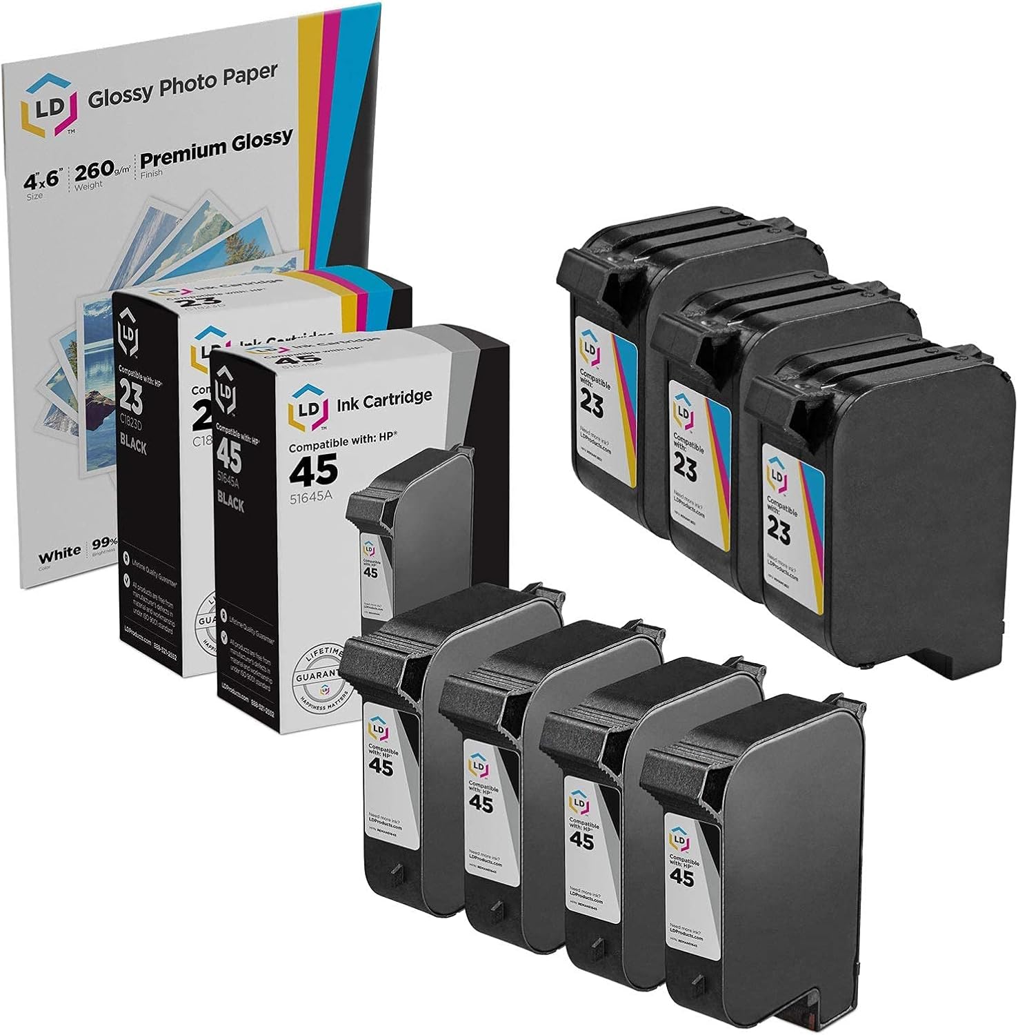 7-Pack Remanufactured Ink Cartridge for HP 45 & HP 23 A643263