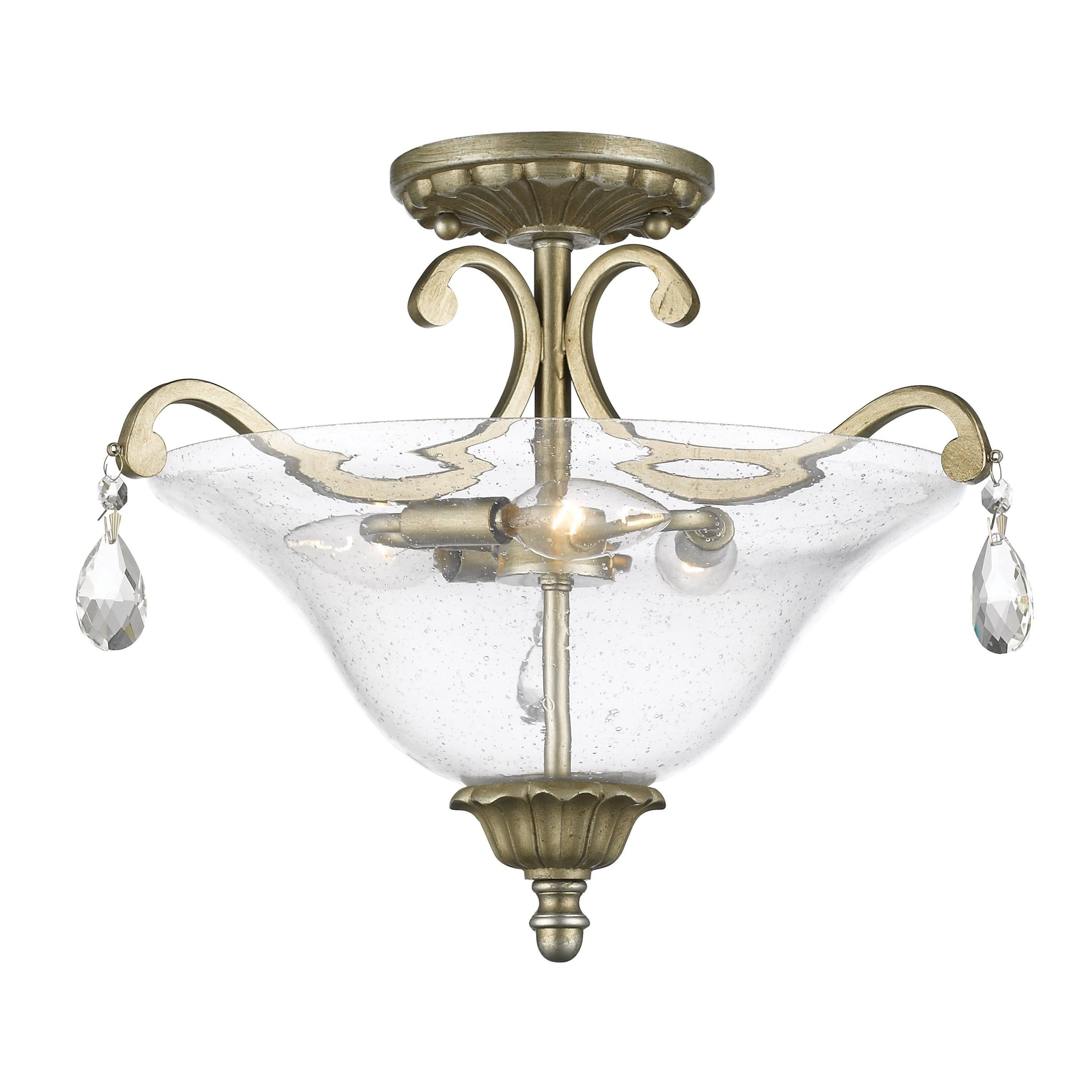 Antique Silver 3 Light Semi Flush Mount R2042