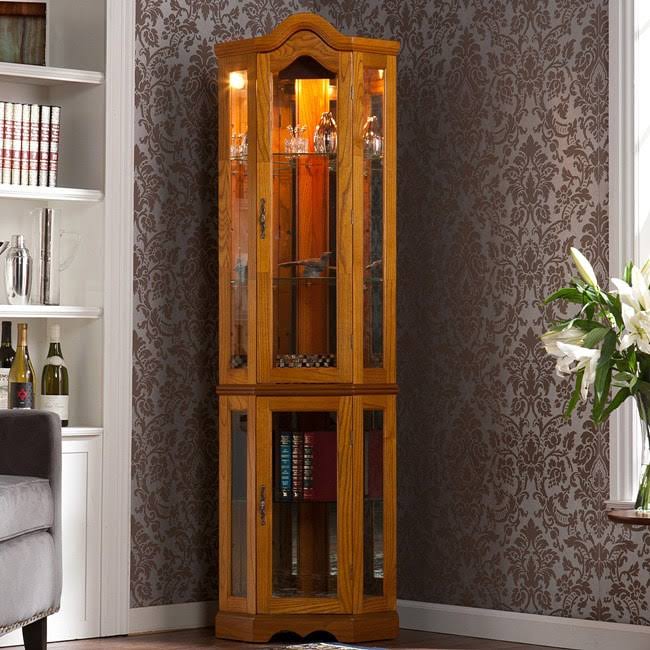 Oak Lighted Display Curio Cabinet G783