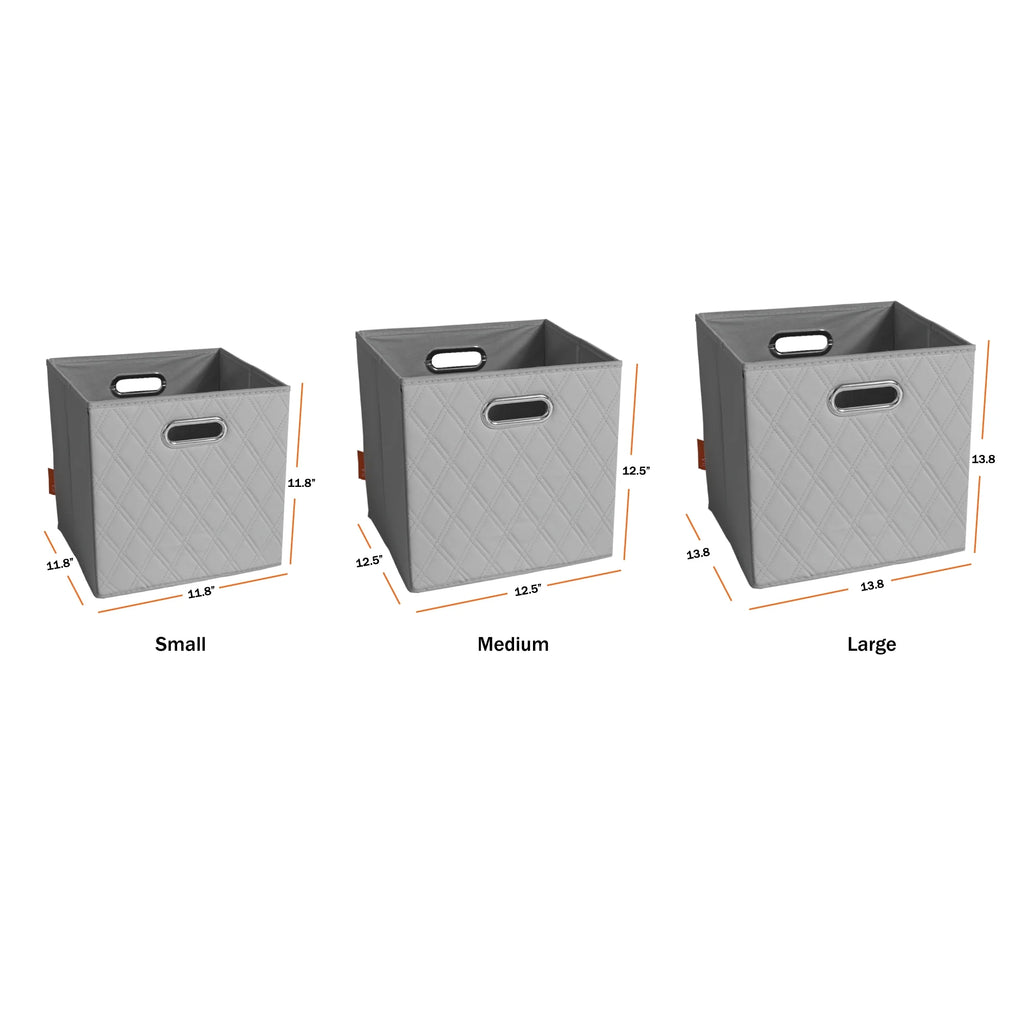 Gray Foldable Faux Leather Storage Cube Bins Set of Four R15252