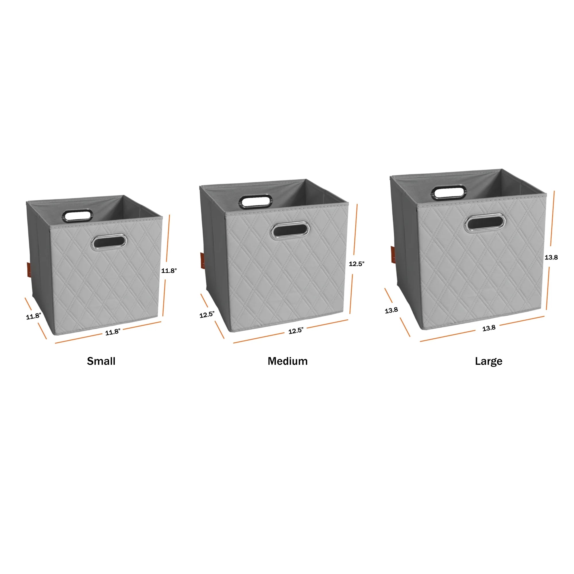 Gray Foldable Faux Leather Storage Cube Bins Set of Four R15252