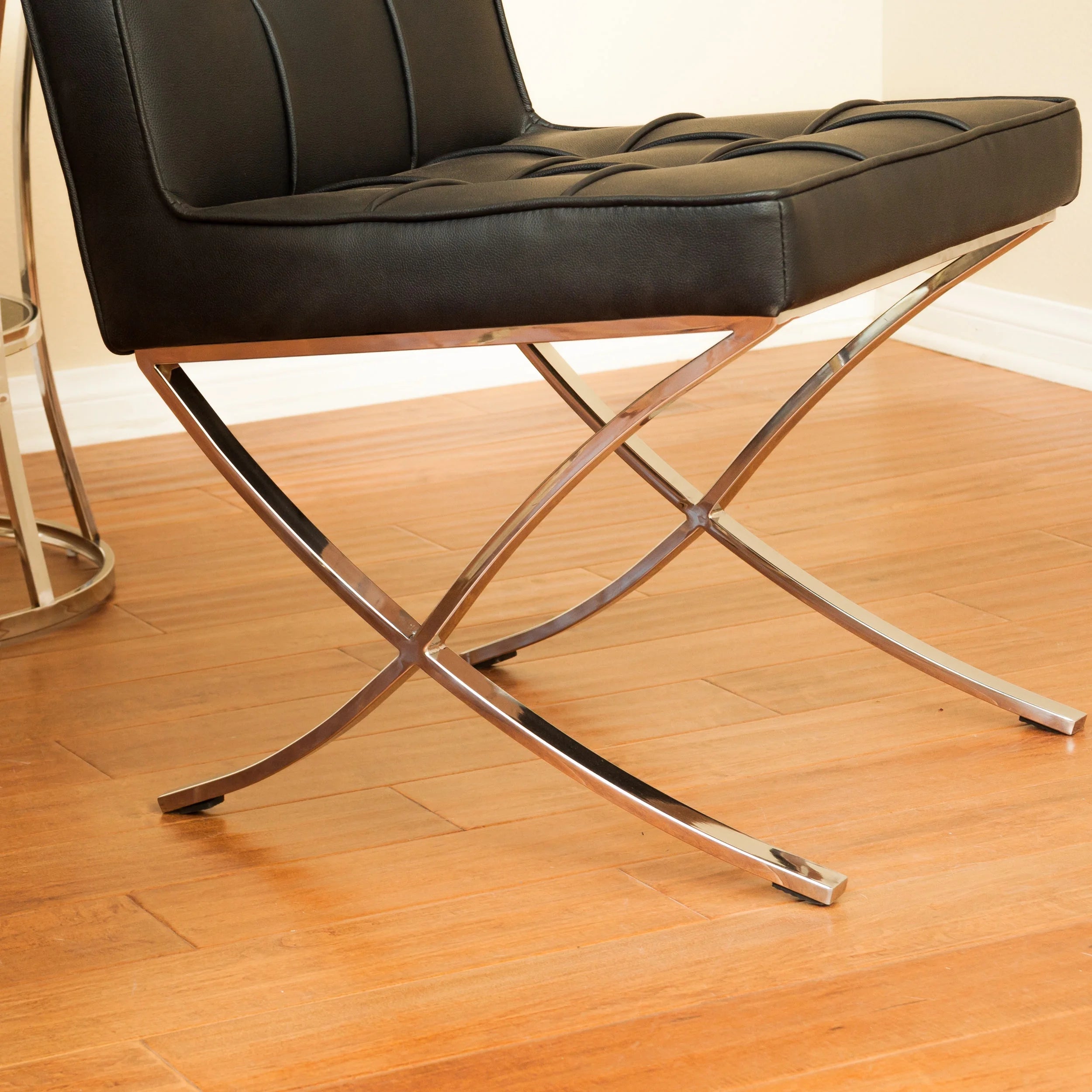 Black Bonded Leather Dining Chairs, Set of 2 O4527