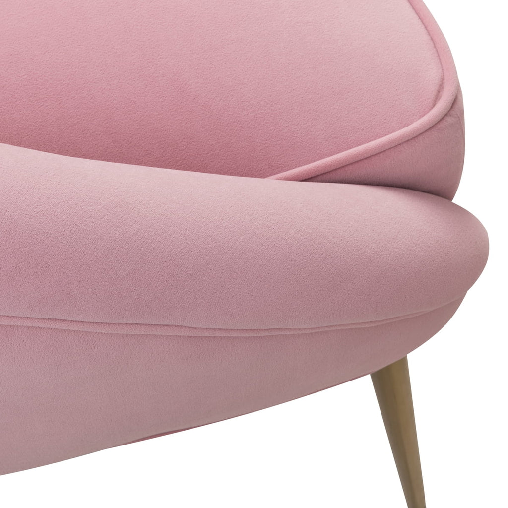 Pink Velvet Barrel Chair with Golden Legs D777834
