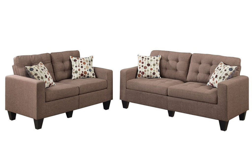 2pc Sofa Set in Light Coffee Polyfiber R419920