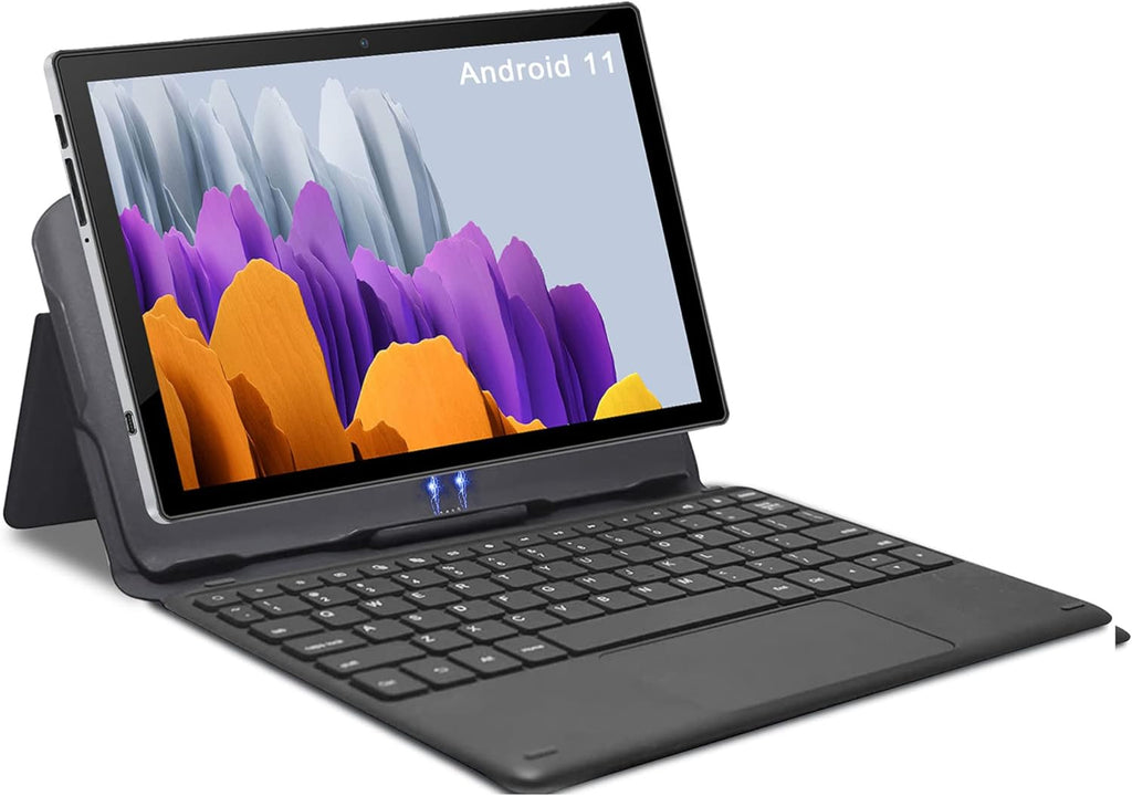 2 in 1 Android Tablet PC with Keyboard 10 Inches, 6GB RAM 64GB Storage Quad-core HD IPS Display Dual Camera WiFi Silver C282338