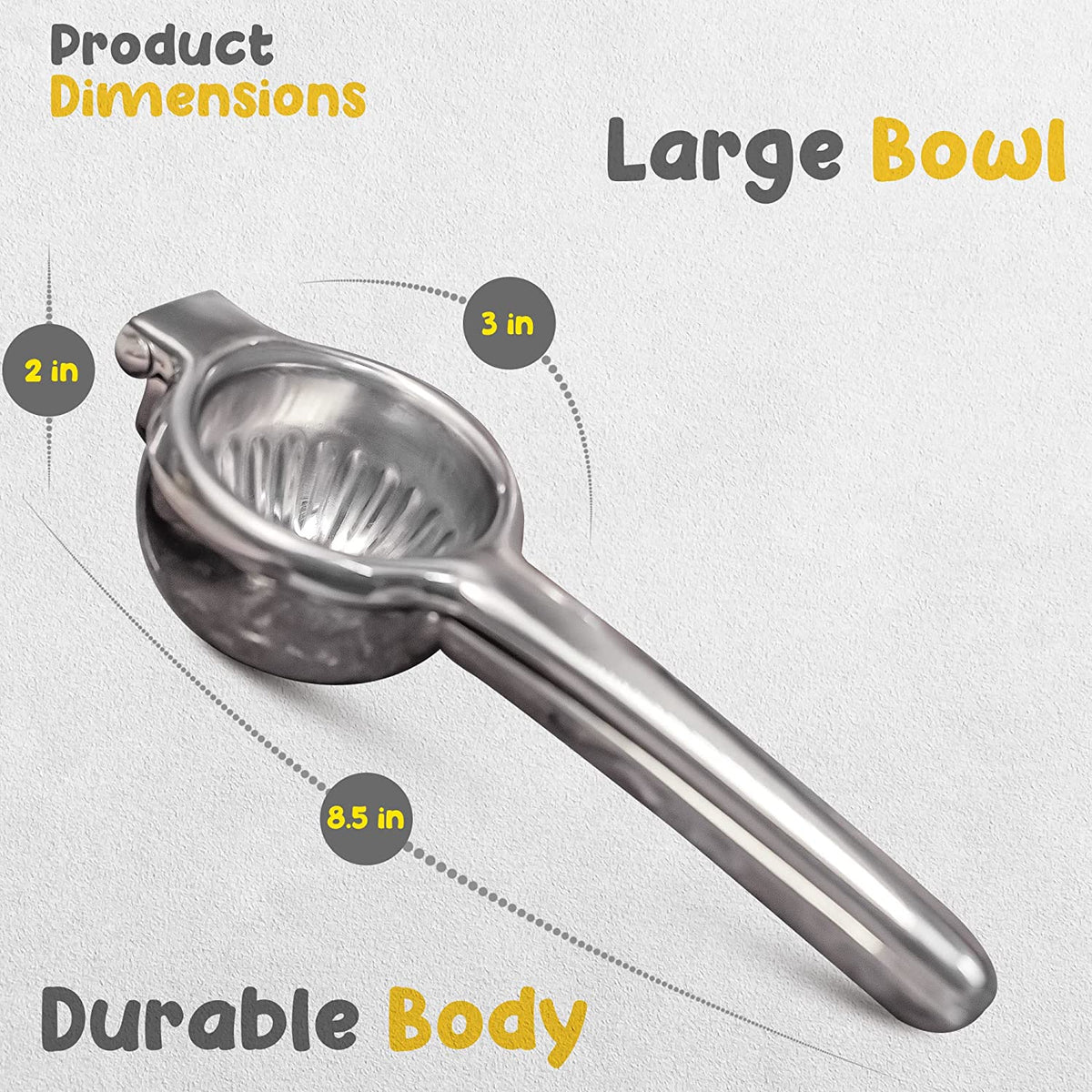 Stainless Steel Manual Lemon Squeezer with Handle and Large Bowl K71563