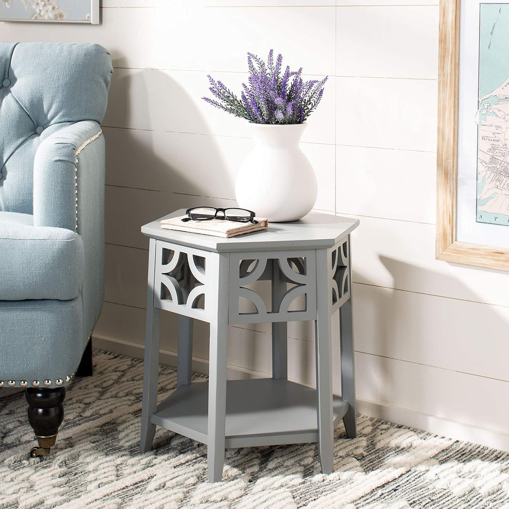 Light Brown Hexagon End Table Z637