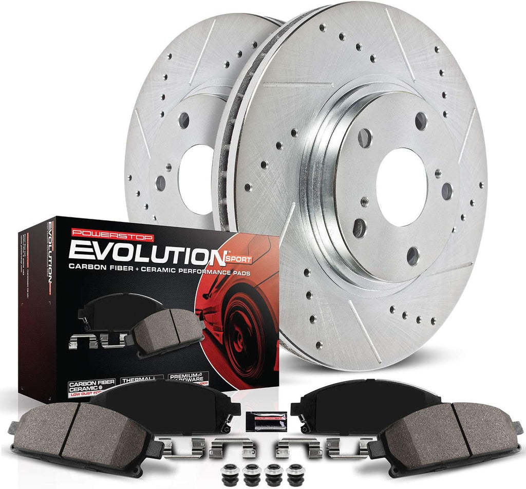 Carbon Fiber Brake Pads with Drilled & Slotted Brake Rotors Kit B8623