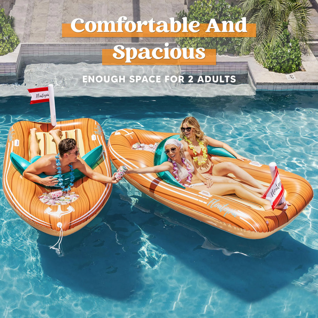8 ft Inflatable Boat Pool Float with Reinforced Cooler I9987