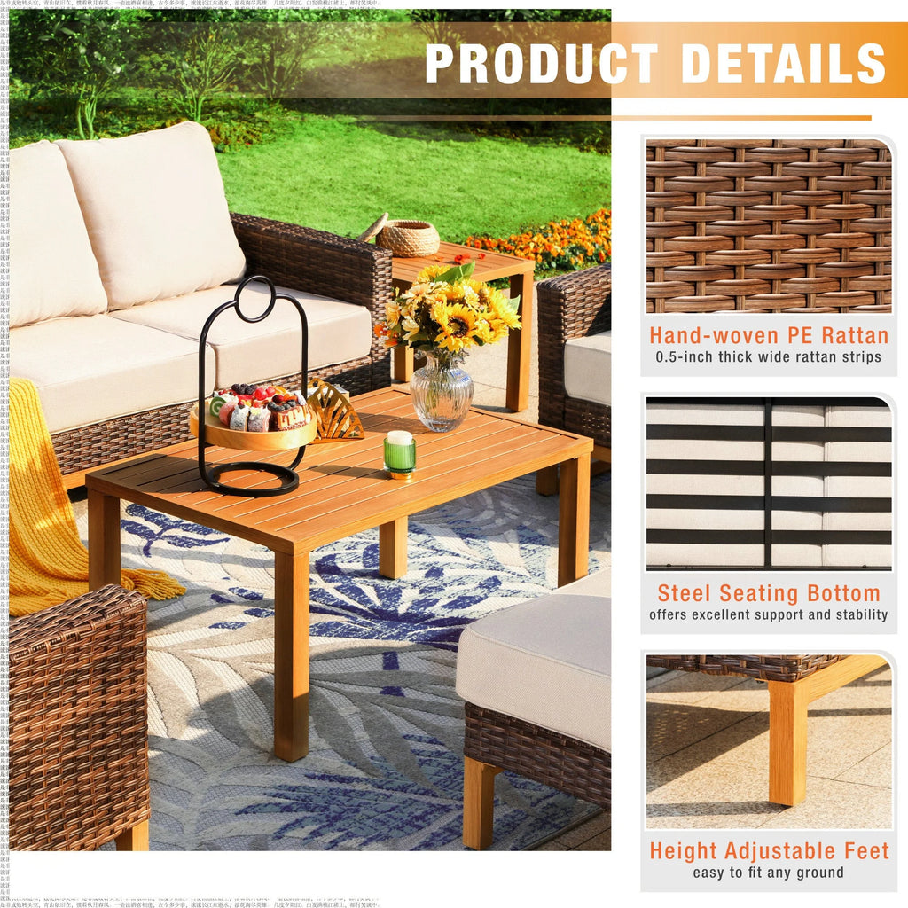 9 Piece Wicker Patio Conversation Sofa Set E43644