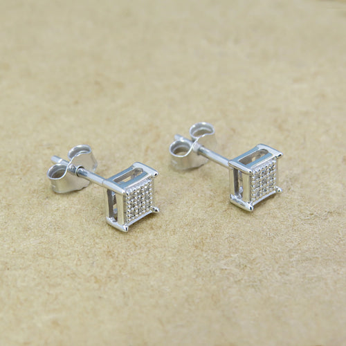0.06 CT Round White Diamond Stud Earrings in Sterling Silver H73989