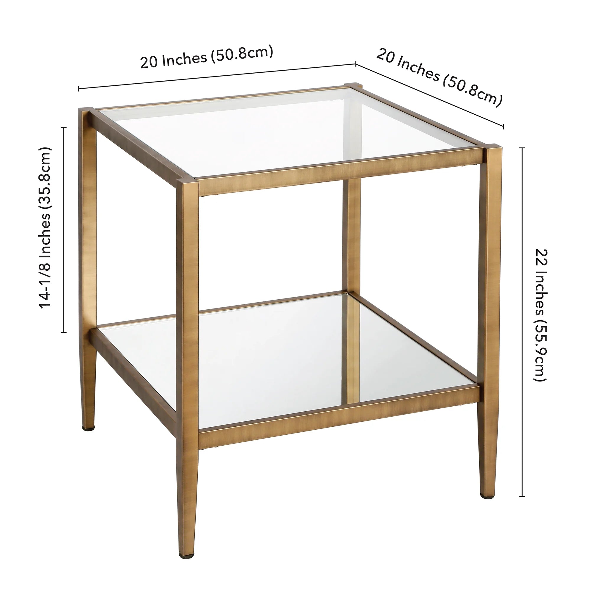 Brass Metal/Glass Side Table Y53014
