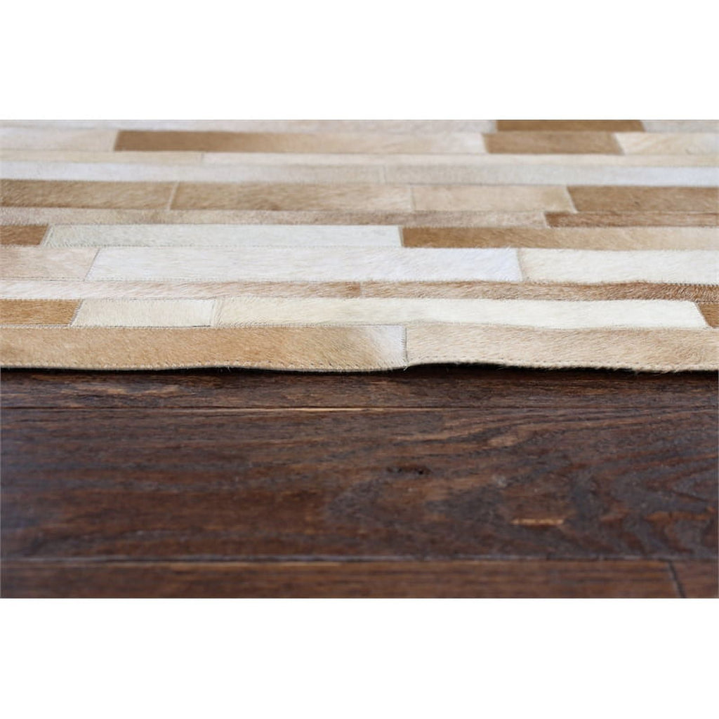 Camel Hair on Hide Leather Area Rug S9417