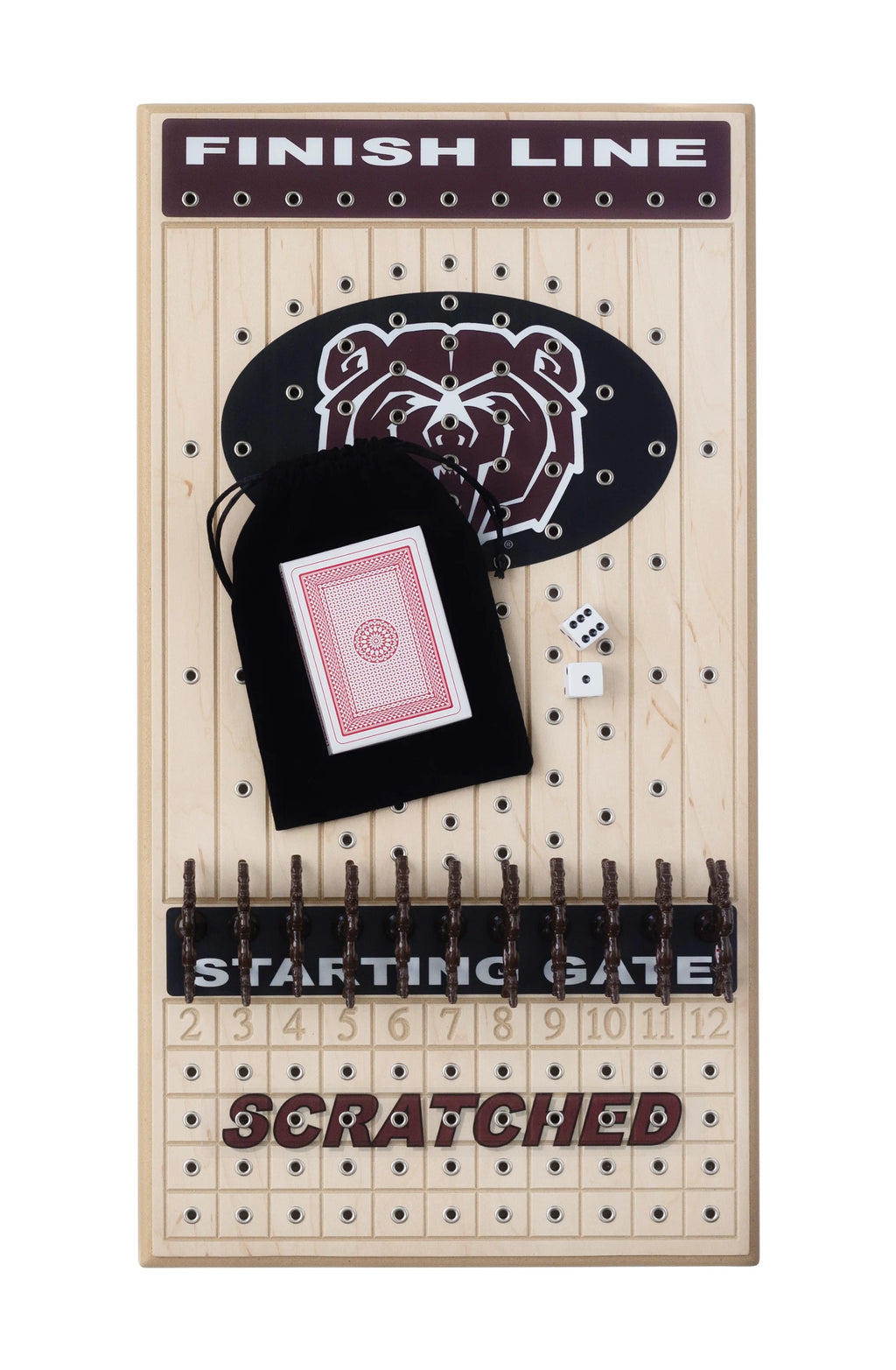 Handcrafted Maple Horseracing Party Board Game Y648