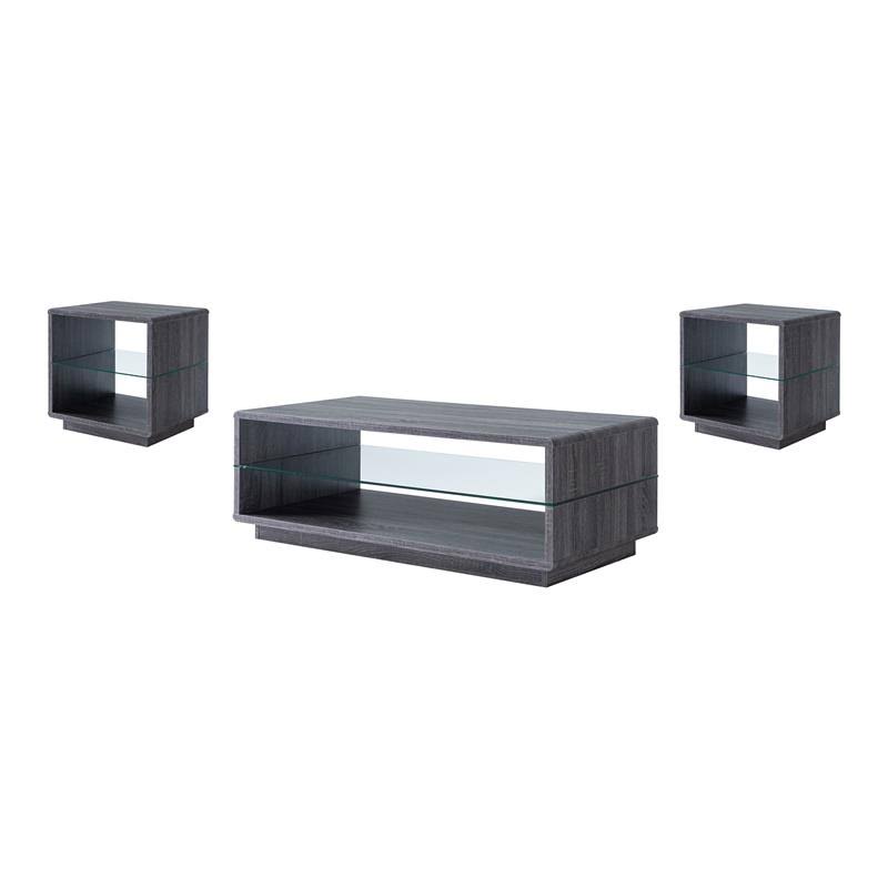 3-Piece Wood Coffee Table Set in Distressed Gray Y92102