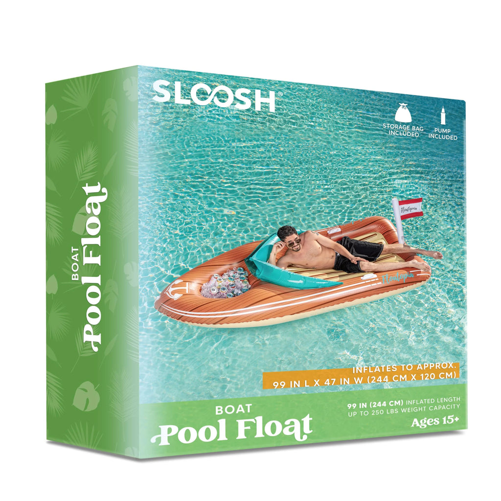 8 ft Inflatable Boat Pool Float with Reinforced Cooler I9987