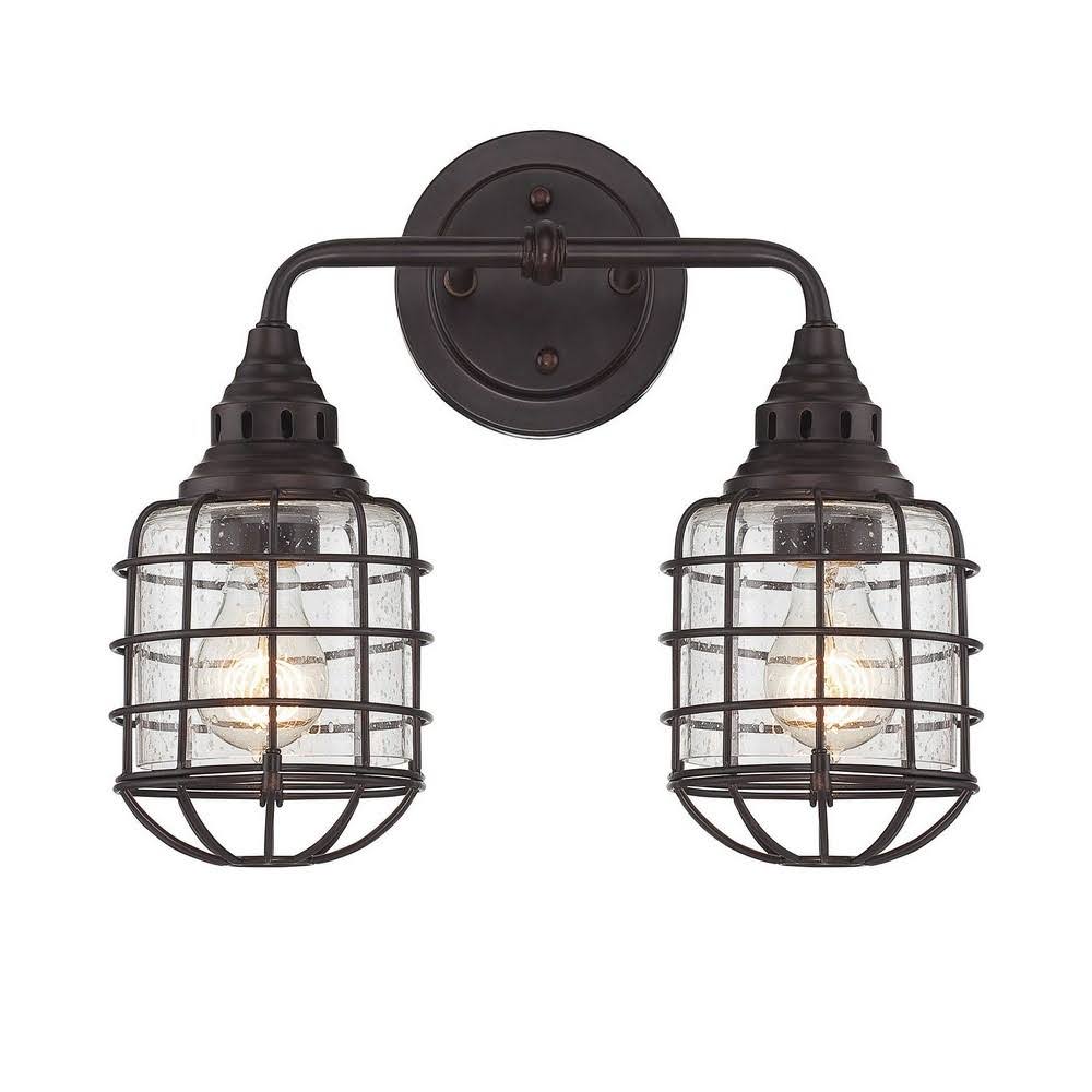 Two Light Bath Bar with Clear Seedy Glass L126443