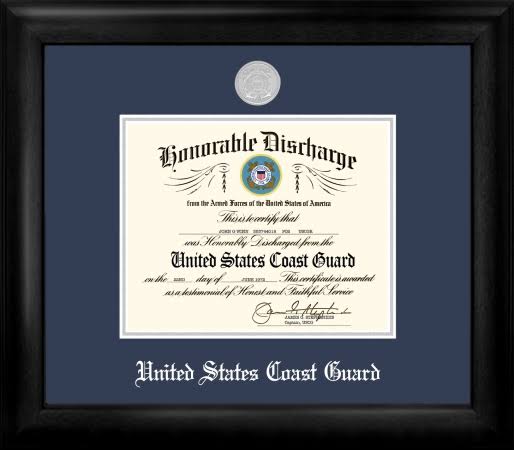 Silver Medallion Coast Guard Discharge Frame D95485