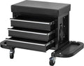 Black 3 Drawer Rolling Garage Tool Storage Chest and Seat L262