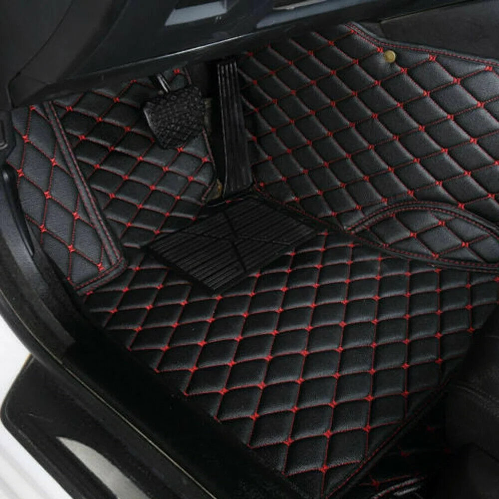 Black Red Stitching Waterproof Car Floor Mats K80445