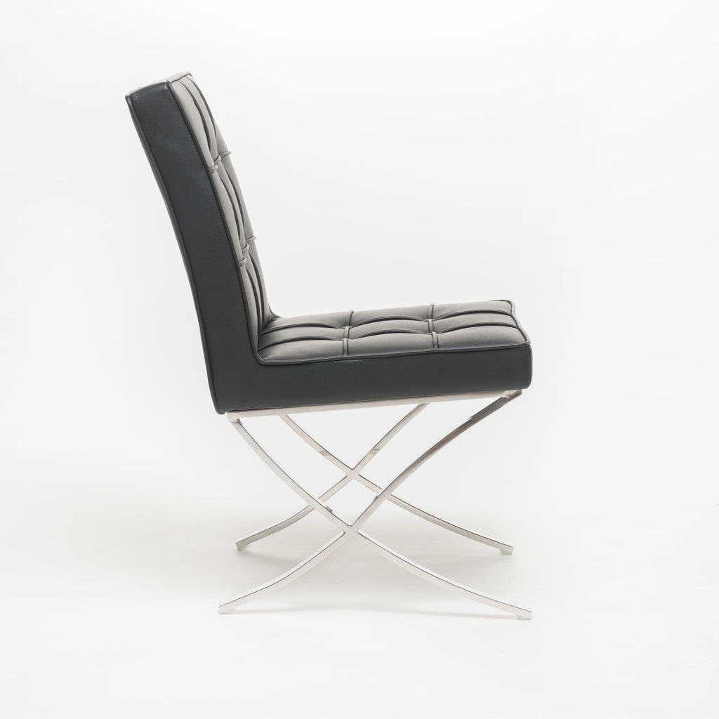 Black Bonded Leather Dining Chairs, Set of 2 O4527