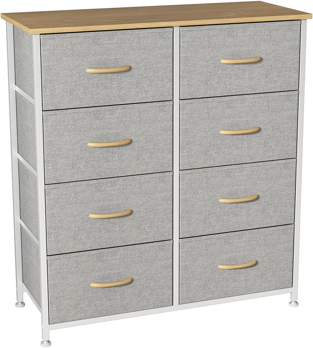 Charcoal Gray/Black 8 Drawer Fabric Dresser B1730