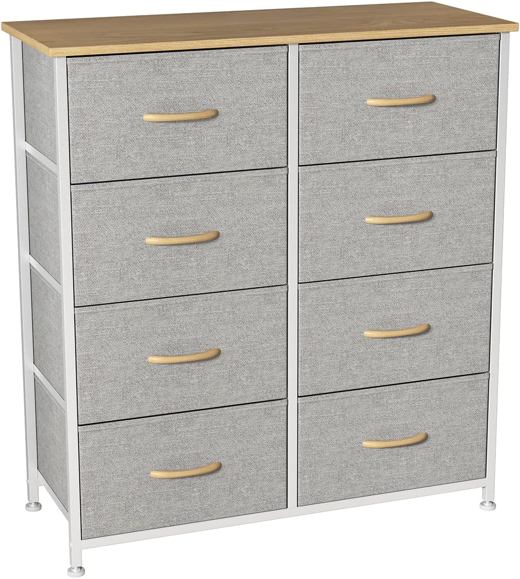Charcoal Gray/Black 8 Drawer Fabric Dresser B1730