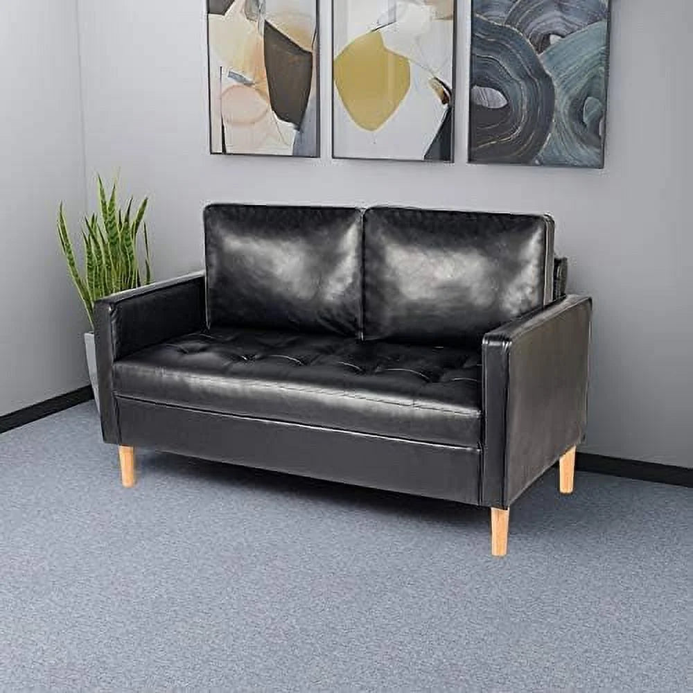Black Faux Leather Accent Chair with Arms P622950