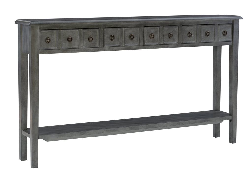 Gray 4-Drawer Console Table with Shelf H966365