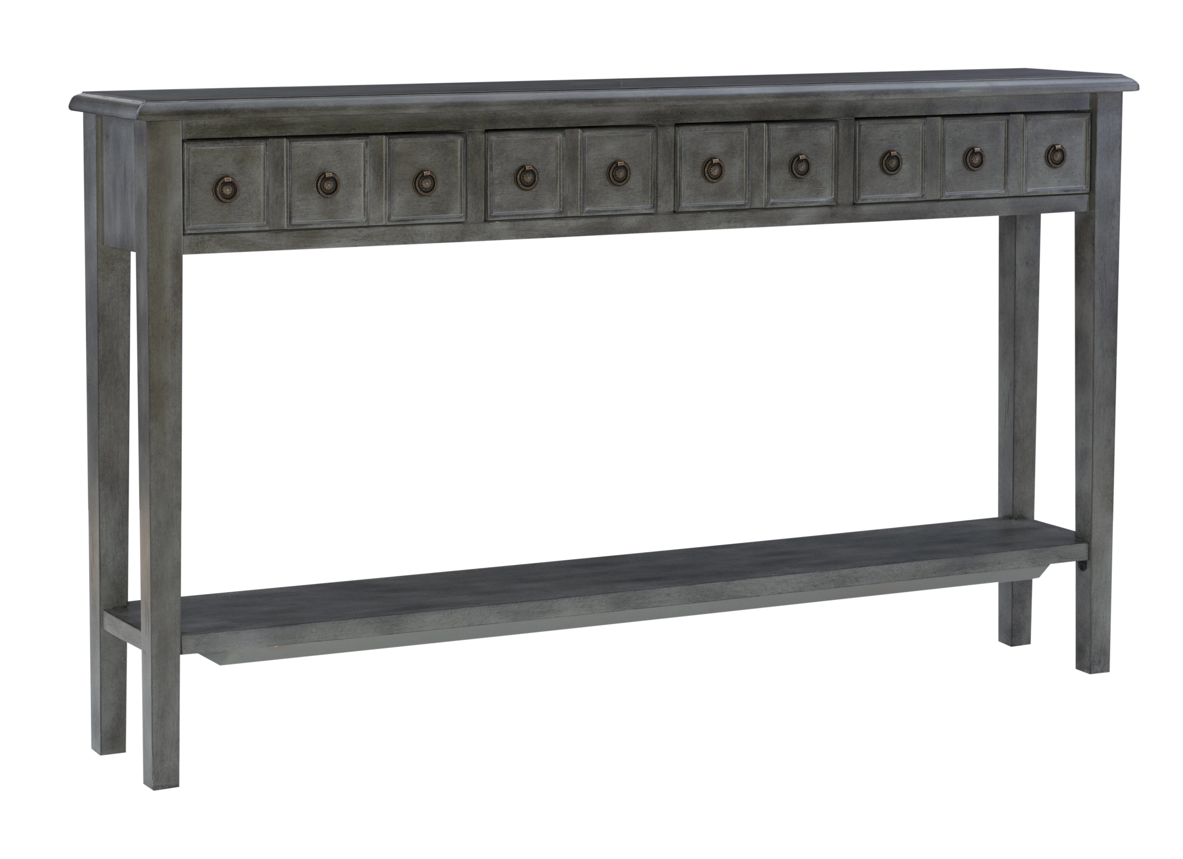 Gray 4-Drawer Console Table with Shelf H966365