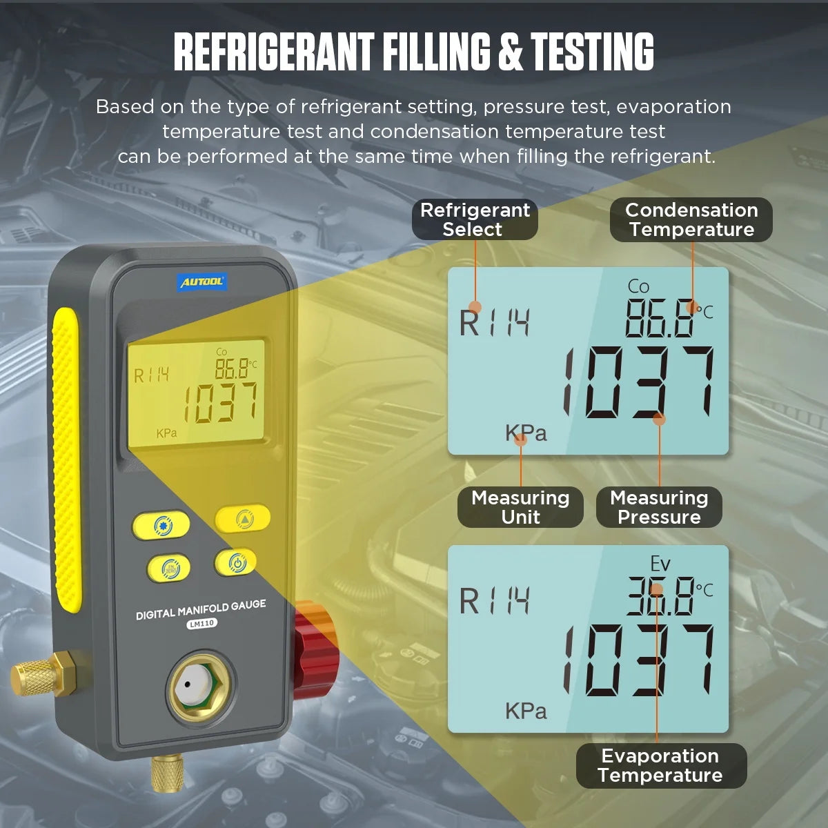 Digital Refrigeration Manifold Gauge Set HVAC Vacuum Pressure Tester Kit G58291