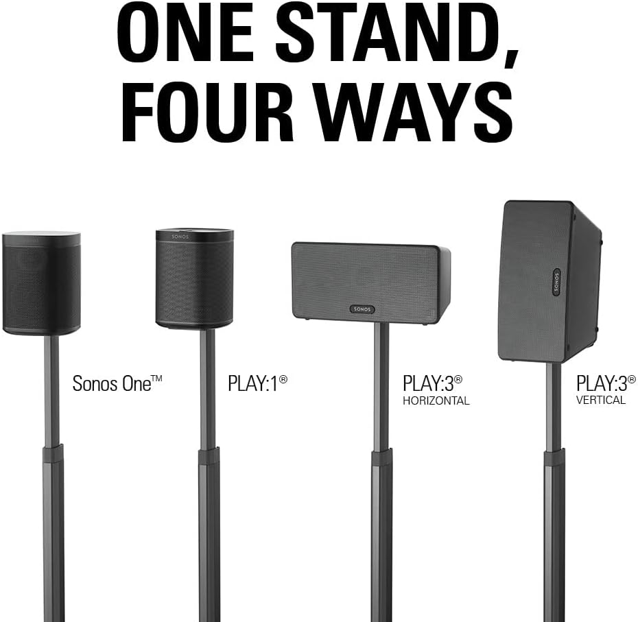 Black Adjustable Height Speaker Stands D8097