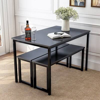 3 Piece Dining Set Black L696
