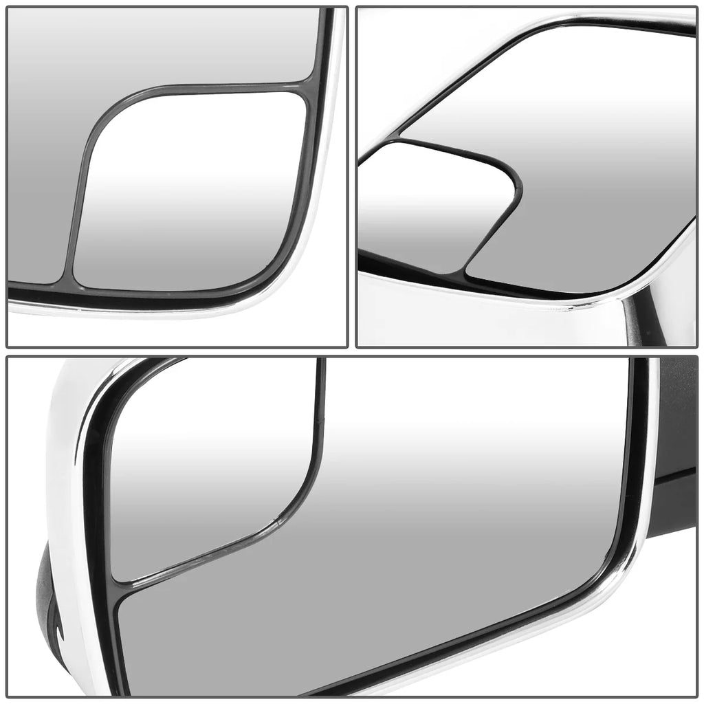 Pair Manual Adjustment Flip Up Towing Mirror Chrome Cover E1790