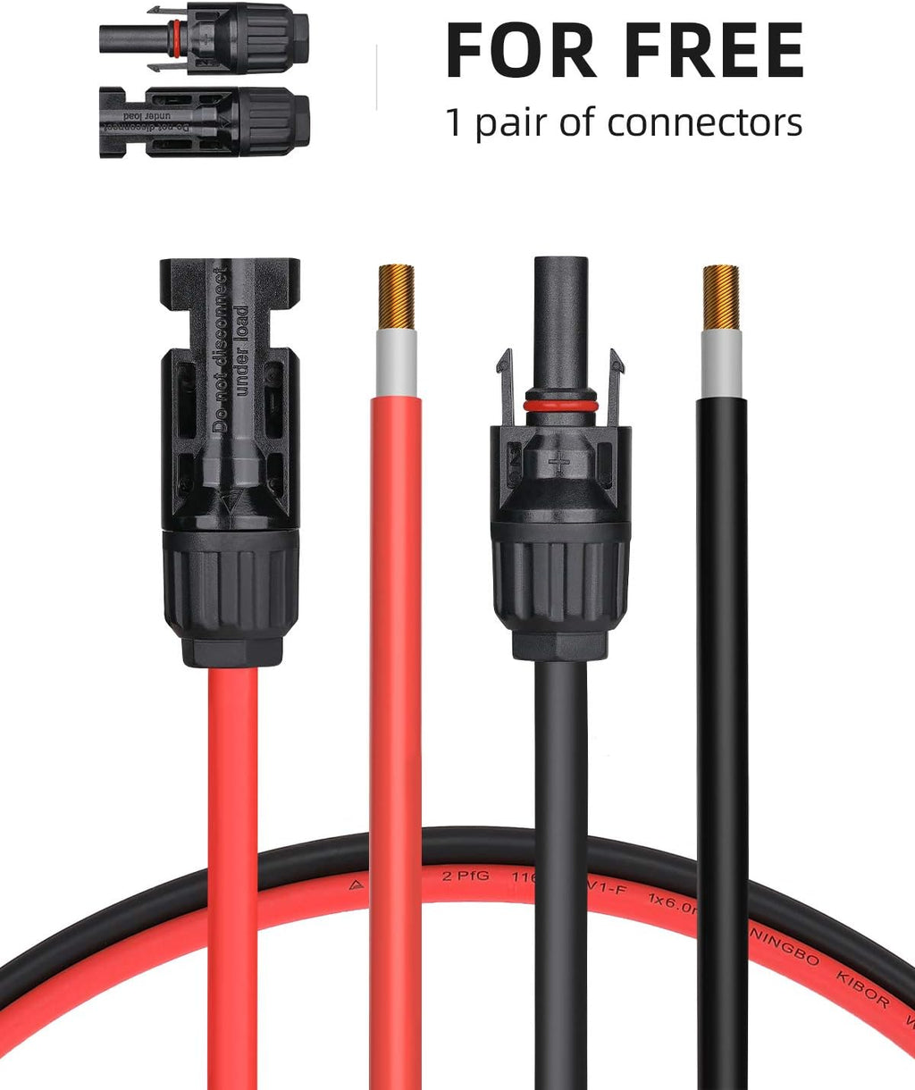 40 Feet 10AWG Solar Extension Cable with Female and Male Connector, Pack of 2 W193