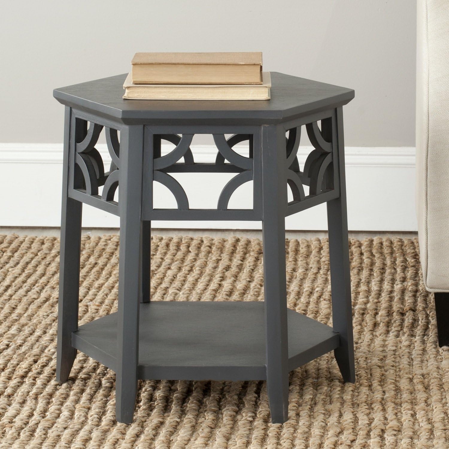 Light Brown Hexagon End Table Z637