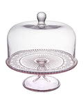 Pink Cake Plate with Dome O3870