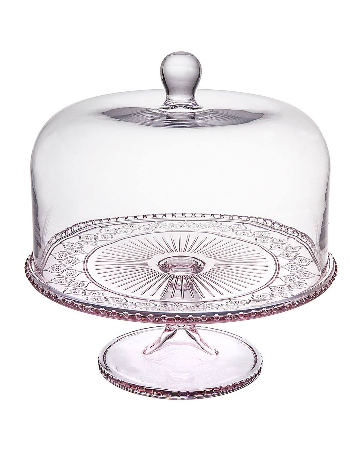 Pink Cake Plate with Dome O3870