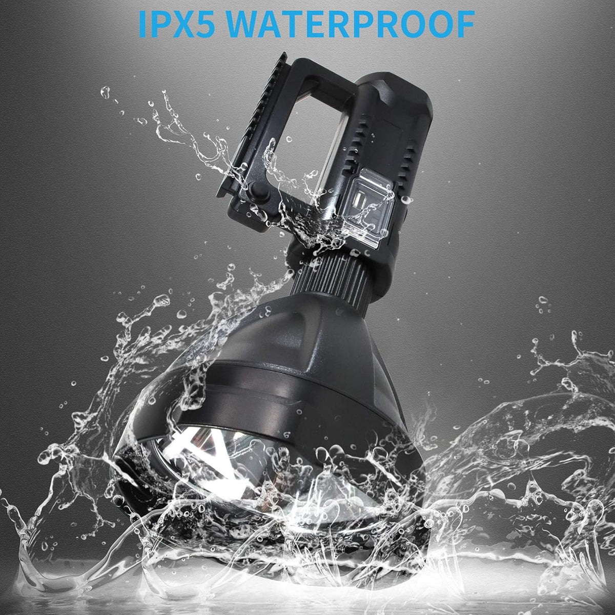 Rechargeable LED Spotlight Flashlight 90000 Lumens XHP90.2 with 4 Modes IPX5 Waterproof W3248