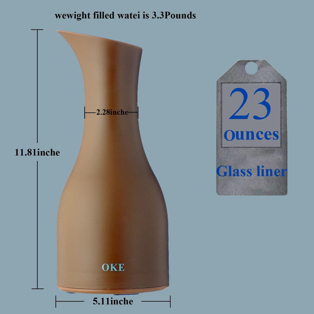 Glass Lined Thermal Coffee Carafe 23OZ, Vacuum Insulated Double Wall Coffee Thermos, Tea Thermos with Leak-Free Lid, Camel, 700 ML Pack of 2 J763206
