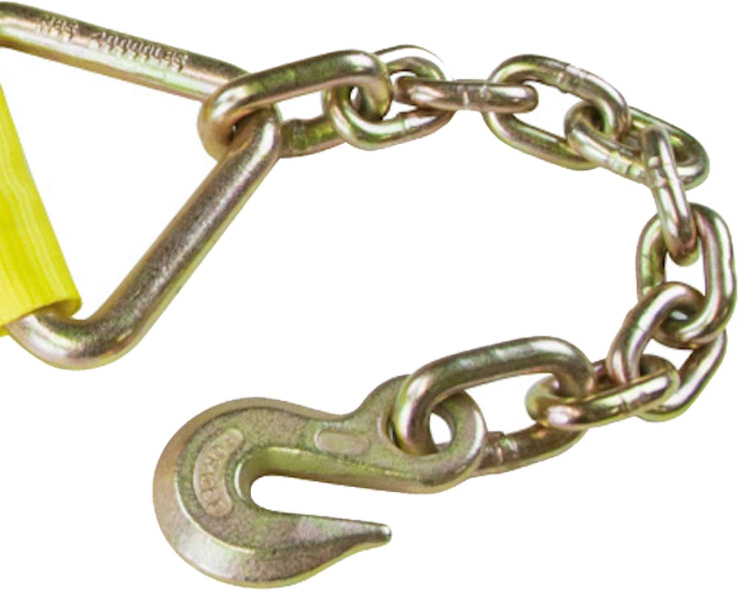 Ratchet Strap with Chain Anchors, 4 Inch x 30 Foot, Classic Yellow W7536