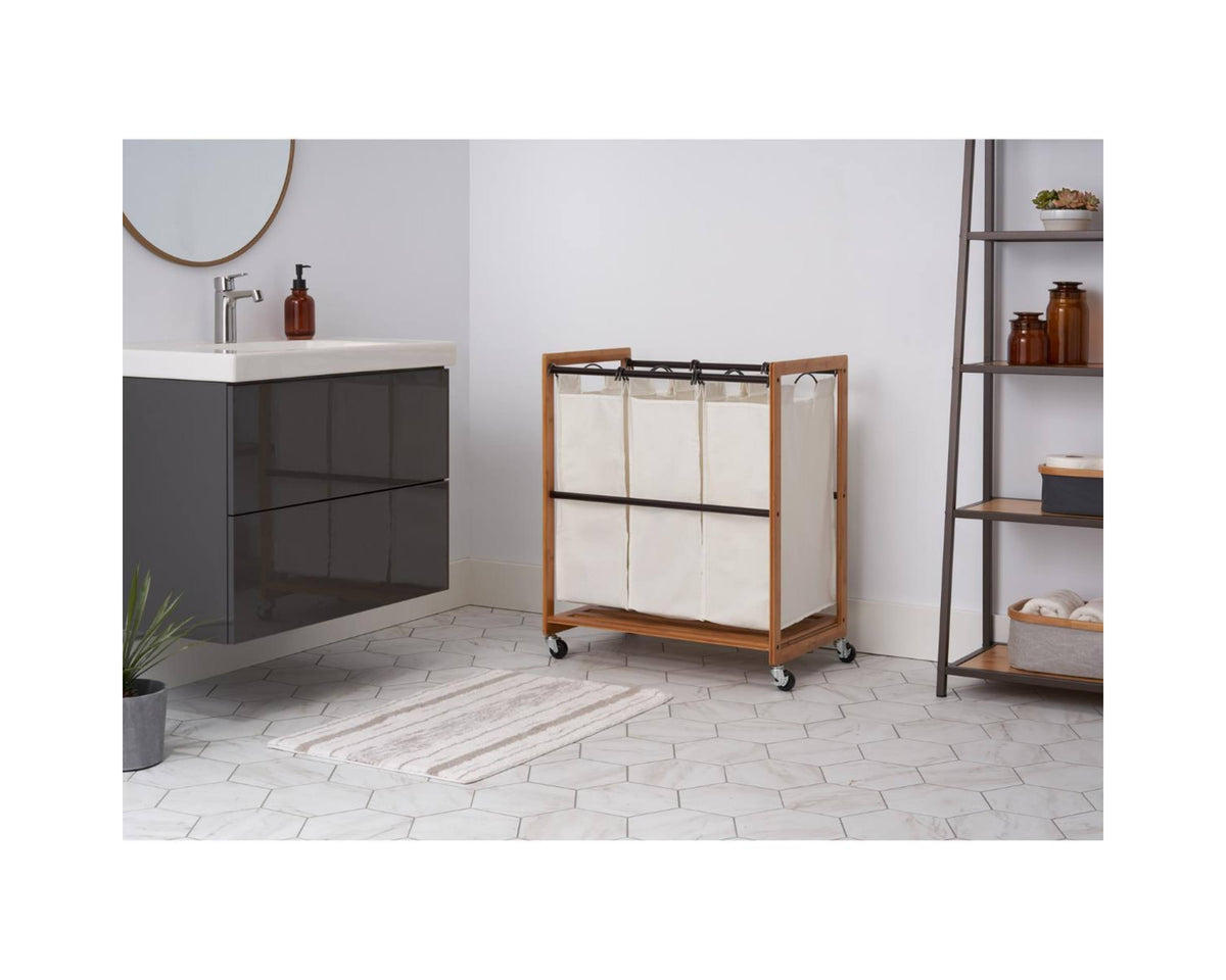 Bamboo Laundry Cart with 3 Bags J934455