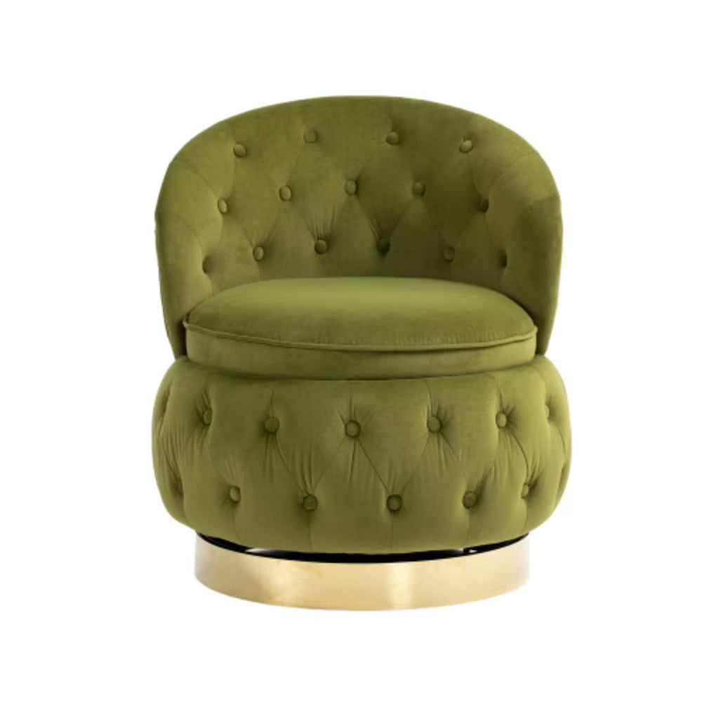 Olive Green Velvet Swivel Barrel Accent Chair S904692