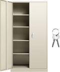 Light Gray Steel Storage Cabinet with 2 Adjustable Shelves E9286