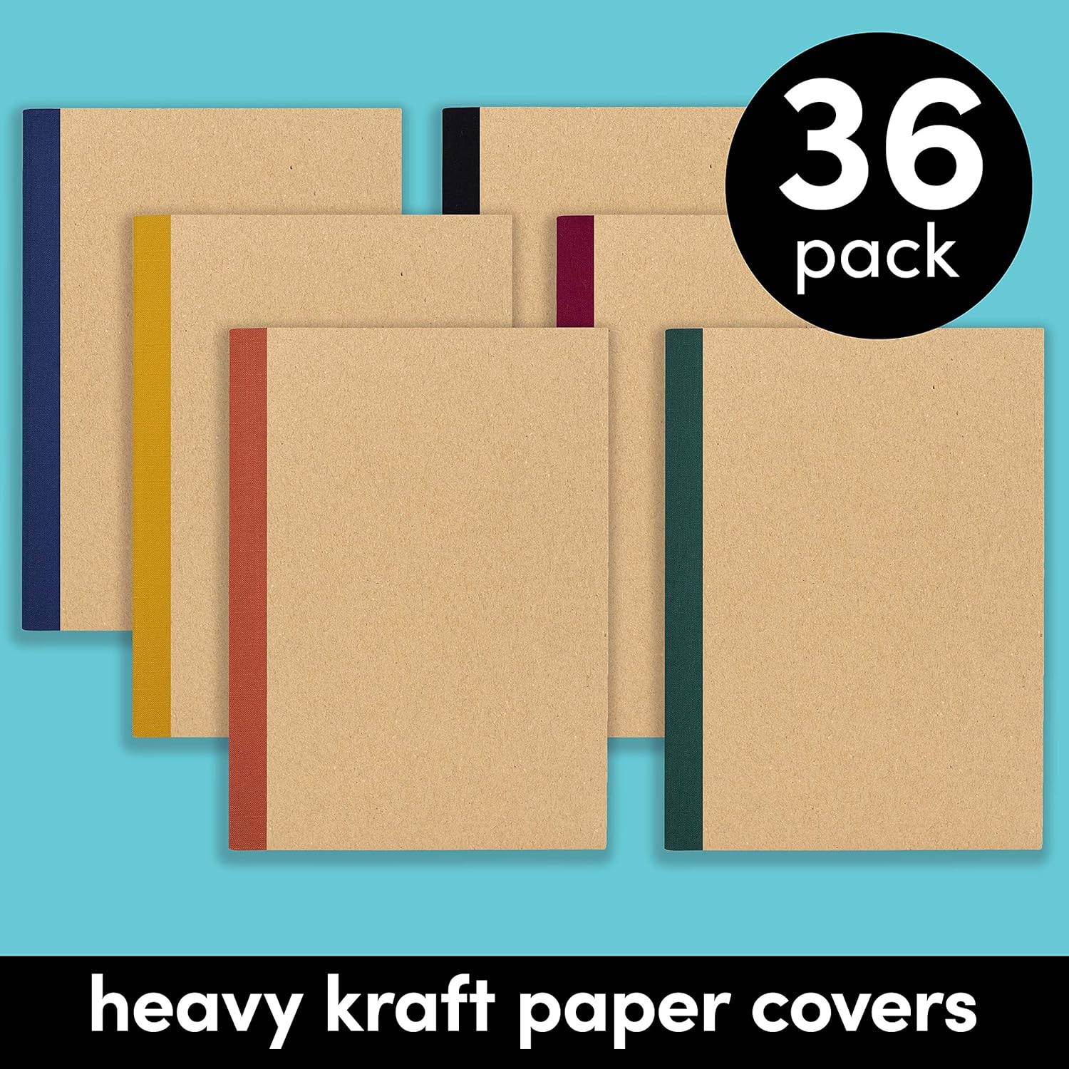 36-Pack Kraft Cover Composition Notebook Journals, 120 Pages, Lined Paper, Small Size (8 in x 5.75 in) L9432