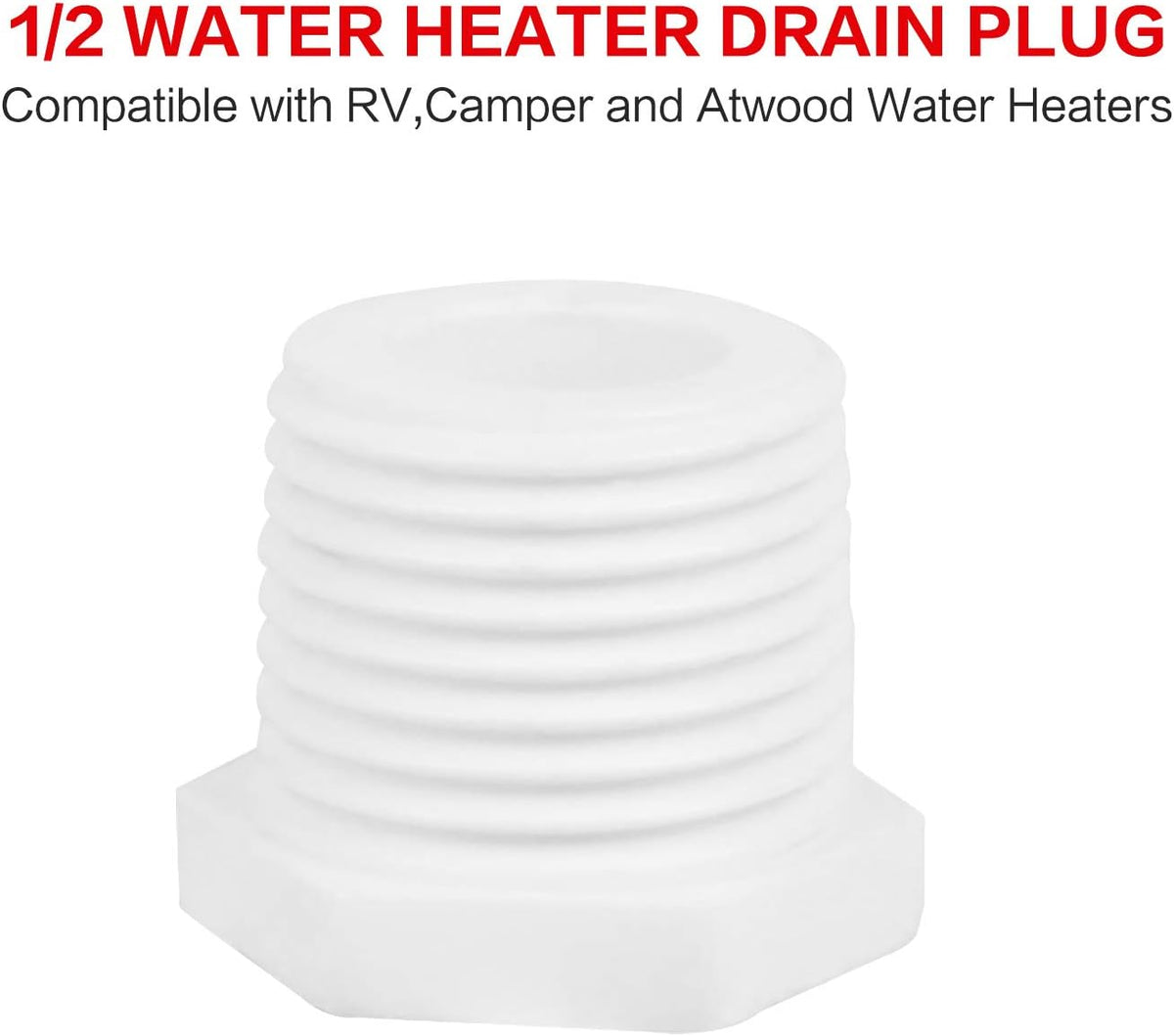 25 Pcs 1/2 Inch White Plastic Water Heater Drain Plug L85609